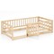 Twin Size Pine Wood Montessori Floor Bed with Safety Guardrails and Lockable Door